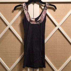 Free People tank with floral lace neckline